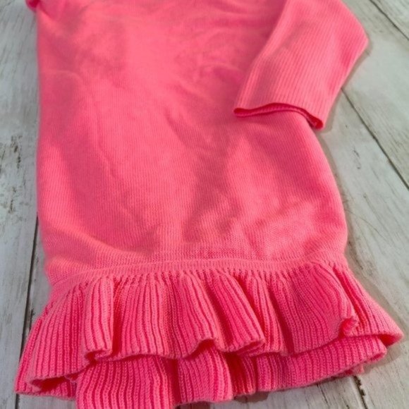 Lilly Pulitzer Girl's Neon Pink Knit Ruffle 3/4 Sleeve Girls Size Large Sweater - Picture 9 of 11